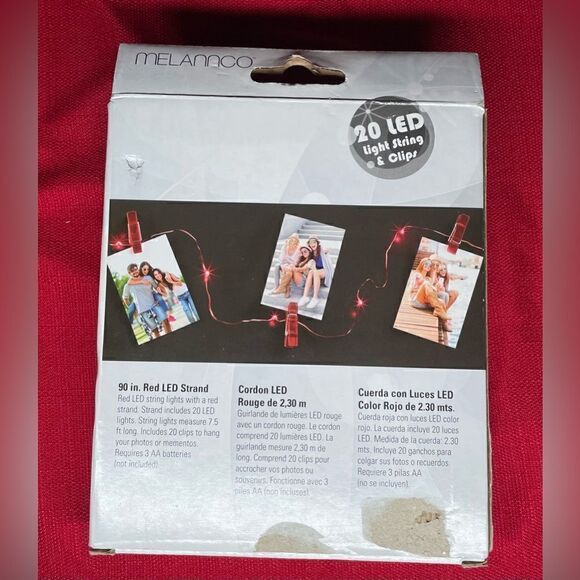 20 NEW! Red LED Light Strand & 20 Red Clips - 90” Strand Mellannco - Picture 6 of 7